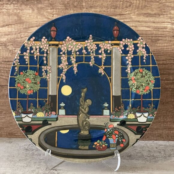 Vintage 90's Villeroy and Boch 12" Charger Plate Jardins Français #3 Moon Blue - Picture 1 of 6